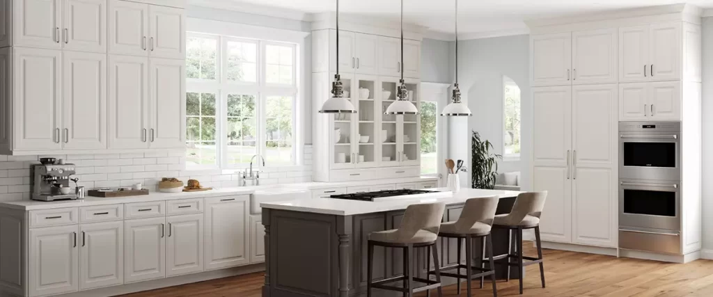 cabinet maker services in Reno, full kitchen cabinets, white cabinets with kitchen island